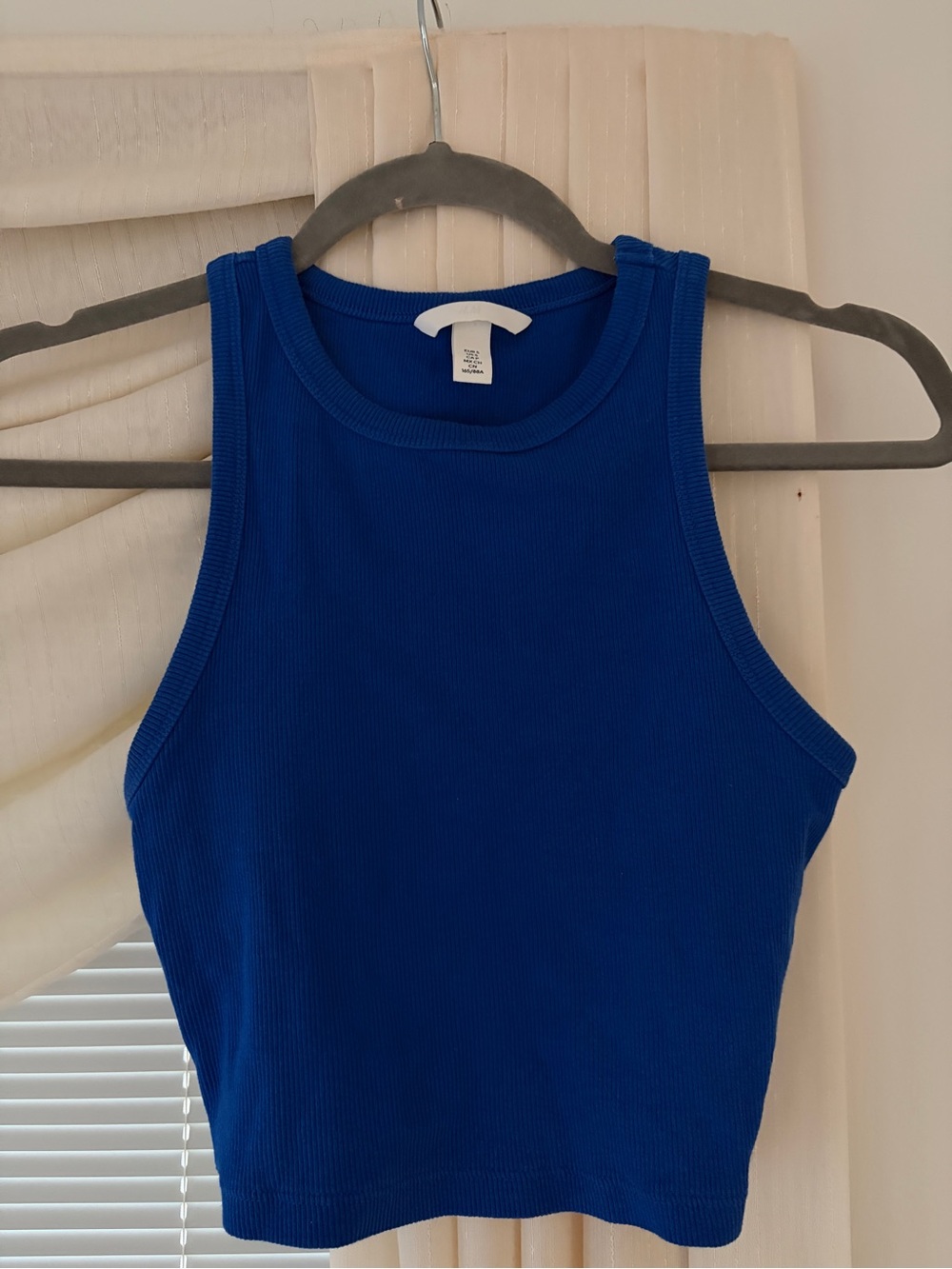 H&M Ribbed Sleeveless Crop Tank Top - Blue